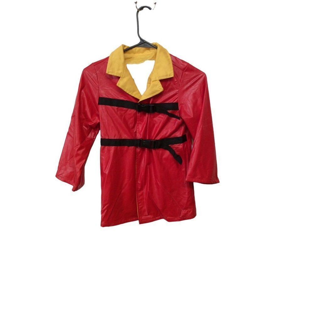 HALLOWEEN Costume Firefighter Jacket Two Buckle  Youth Small (6-7) Red Yellow Bl
